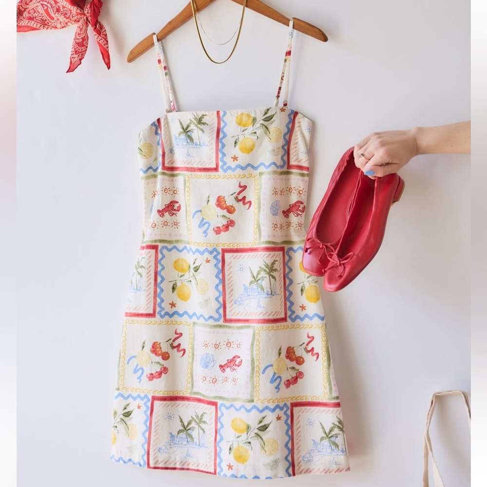 Abercrombie & Fitch Linen Tile Print Mini Dress
